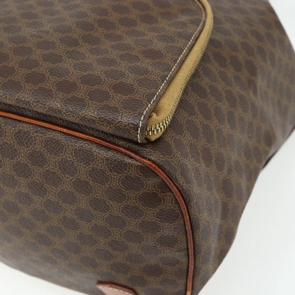 CELINE Macadam Canvas Backpack PVC Leather Brown Gold Auth 176821