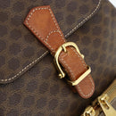CELINE Macadam Canvas Backpack PVC Leather Brown Gold Auth 176821-17