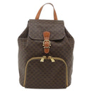 CELINE Macadam Canvas Backpack PVC Leather Brown Gold Auth 176821-2