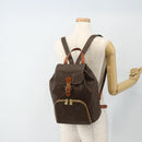 CELINE Macadam Canvas Backpack PVC Leather Brown Gold Auth 176821-24