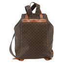 CELINE Macadam Canvas Backpack PVC Leather Brown Gold Auth 176821-3