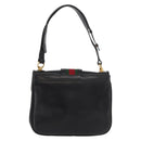 GUCCI Web Sherry Line Jackie Shoulder Bag Leather Black Gold Red Auth 176825A-2