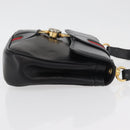 GUCCI Web Sherry Line Jackie Shoulder Bag Leather Black Gold Red Auth 176825A-3