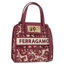 Salvatore Ferragamo Gancini Hand Bag Canvas 2way Red Gold Auth 176834-1