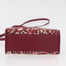 Salvatore Ferragamo Gancini Hand Bag Canvas 2way Red Gold Auth 176834-11