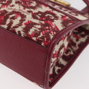 Salvatore Ferragamo Gancini Hand Bag Canvas 2way Red Gold Auth 176834-13