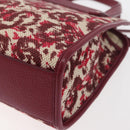 Salvatore Ferragamo Gancini Hand Bag Canvas 2way Red Gold Auth 176834-15