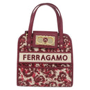 Salvatore Ferragamo Gancini Hand Bag Canvas 2way Red Gold Auth 176834-2