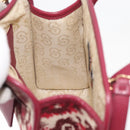 Salvatore Ferragamo Gancini Hand Bag Canvas 2way Red Gold Auth 176834-20