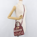 Salvatore Ferragamo Gancini Hand Bag Canvas 2way Red Gold Auth 176834-25