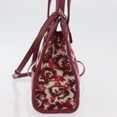 Salvatore Ferragamo Gancini Hand Bag Canvas 2way Red Gold Auth 176834-4