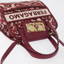Salvatore Ferragamo Gancini Hand Bag Canvas 2way Red Gold Auth 176834-6