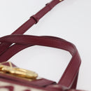 Salvatore Ferragamo Gancini Hand Bag Canvas 2way Red Gold Auth 176834-8