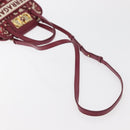 Salvatore Ferragamo Gancini Hand Bag Canvas 2way Red Gold Auth 176834-9