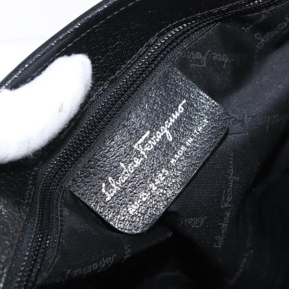 Salvatore Ferragamo Gancini Tote Bag Nylon Black Silver Auth 176841A