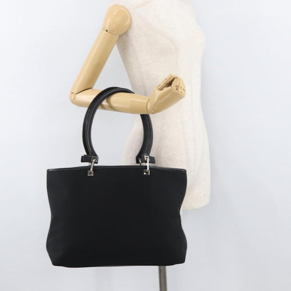 Salvatore Ferragamo Gancini Tote Bag Nylon Black Silver Auth 176841A