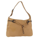GUCCI Horsebit Shoulder Bag Leather Beige Gold 101975 Auth 176842A-1