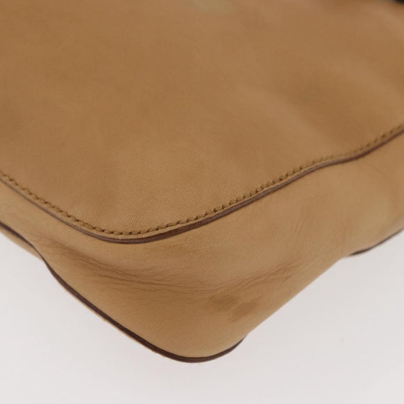 GUCCI Horsebit Shoulder Bag Leather Beige Gold 101975 Auth 176842A