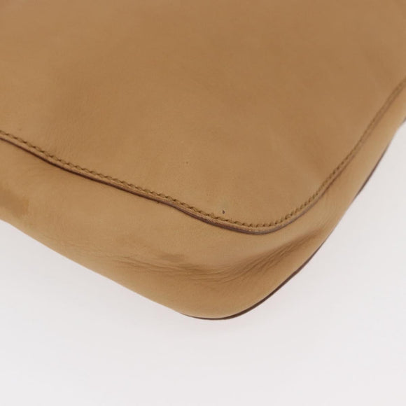 GUCCI Horsebit Shoulder Bag Leather Beige Gold 101975 Auth 176842A