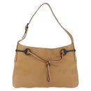 GUCCI Horsebit Shoulder Bag Leather Beige Gold 101975 Auth 176842A-13