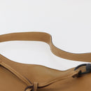 GUCCI Horsebit Shoulder Bag Leather Beige Gold 101975 Auth 176842A-8