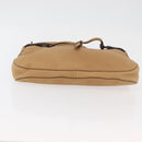 GUCCI Horsebit Shoulder Bag Leather Beige Gold 101975 Auth 176842A-5
