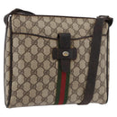 GUCCI GG Supreme Web Sherry Line Shoulder Bag PVC Beige Gold Auth 176846-1