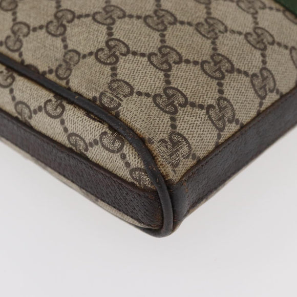 GUCCI GG Supreme Web Sherry Line Shoulder Bag PVC Beige Gold Auth 176846