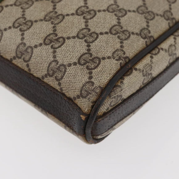 GUCCI GG Supreme Web Sherry Line Shoulder Bag PVC Beige Gold Auth 176846