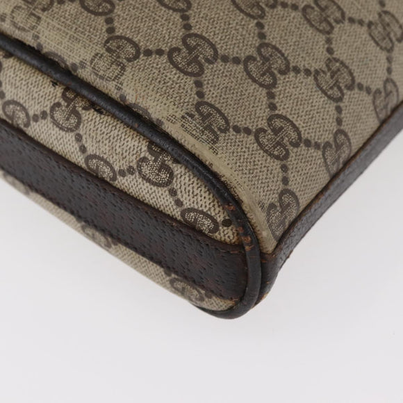 GUCCI GG Supreme Web Sherry Line Shoulder Bag PVC Beige Gold Auth 176846
