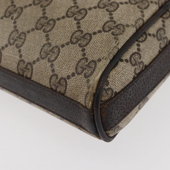 GUCCI GG Supreme Web Sherry Line Shoulder Bag PVC Beige Gold Auth 176846