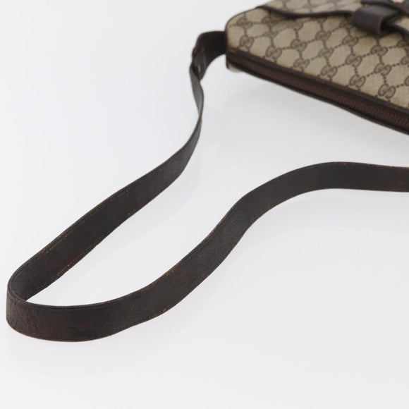 GUCCI GG Supreme Web Sherry Line Shoulder Bag PVC Beige Gold Auth 176846