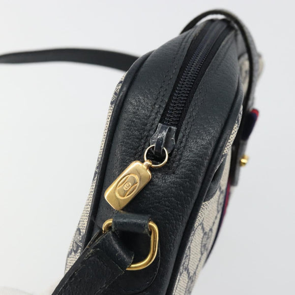 GUCCI Micro GG Supreme Sherry Line Bag PVC Navy Gold 116 02 055 Auth 176847