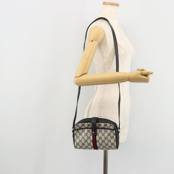 GUCCI Micro GG Supreme Sherry Line Bag PVC Navy Gold 116 02 055 Auth 176847