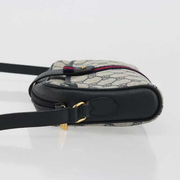 GUCCI Micro GG Supreme Sherry Line Bag PVC Navy Gold 116 02 055 Auth 176847