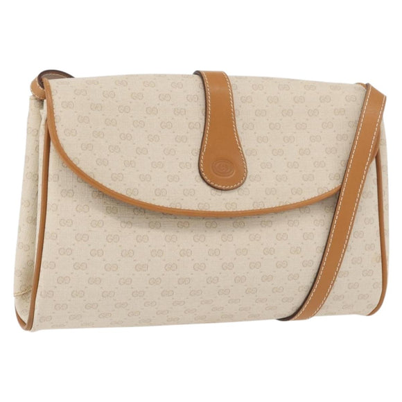 GUCCI Micro GG Supreme Shoulder Bag PVC Ivory Gold 004 14 1923 Auth 176849