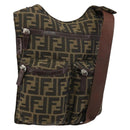 FENDI Zucca Canvas Shoulder Bag Black Brown Auth 176850A-1
