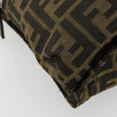 FENDI Zucca Canvas Shoulder Bag Black Brown Auth 176850A-11