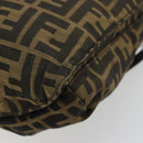 FENDI Zucca Canvas Shoulder Bag Black Brown Auth 176850A-12