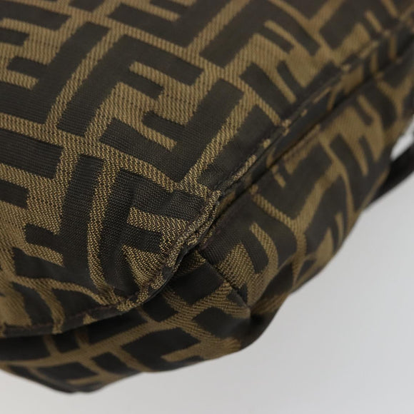 FENDI Zucca Canvas Shoulder Bag Black Brown Auth 176850A