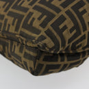 FENDI Zucca Canvas Shoulder Bag Black Brown Auth 176850A-13