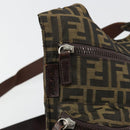 FENDI Zucca Canvas Shoulder Bag Black Brown Auth 176850A-14