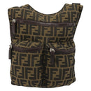 FENDI Zucca Canvas Shoulder Bag Black Brown Auth 176850A-2