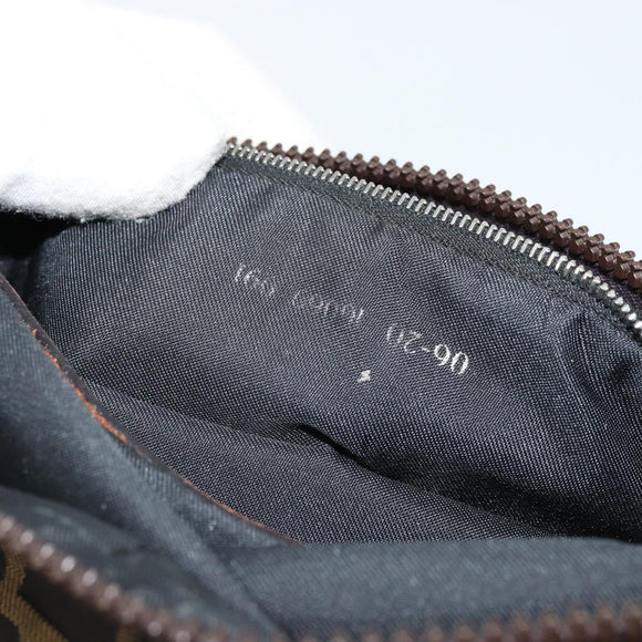 FENDI Zucca Canvas Shoulder Bag Black Brown Auth 176850A