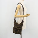 FENDI Zucca Canvas Shoulder Bag Black Brown Auth 176850A-25