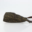 FENDI Zucca Canvas Shoulder Bag Black Brown Auth 176850A-4
