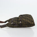 FENDI Zucca Canvas Shoulder Bag Black Brown Auth 176850A-5