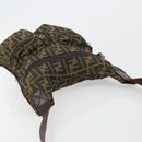 FENDI Zucca Canvas Shoulder Bag Black Brown Auth 176850A-6