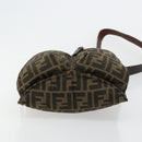 FENDI Zucca Canvas Shoulder Bag Black Brown Auth 176850A-9