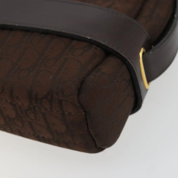 Christian Dior Trotter Canvas Shoulder Bag Brown Gold Auth 176852A